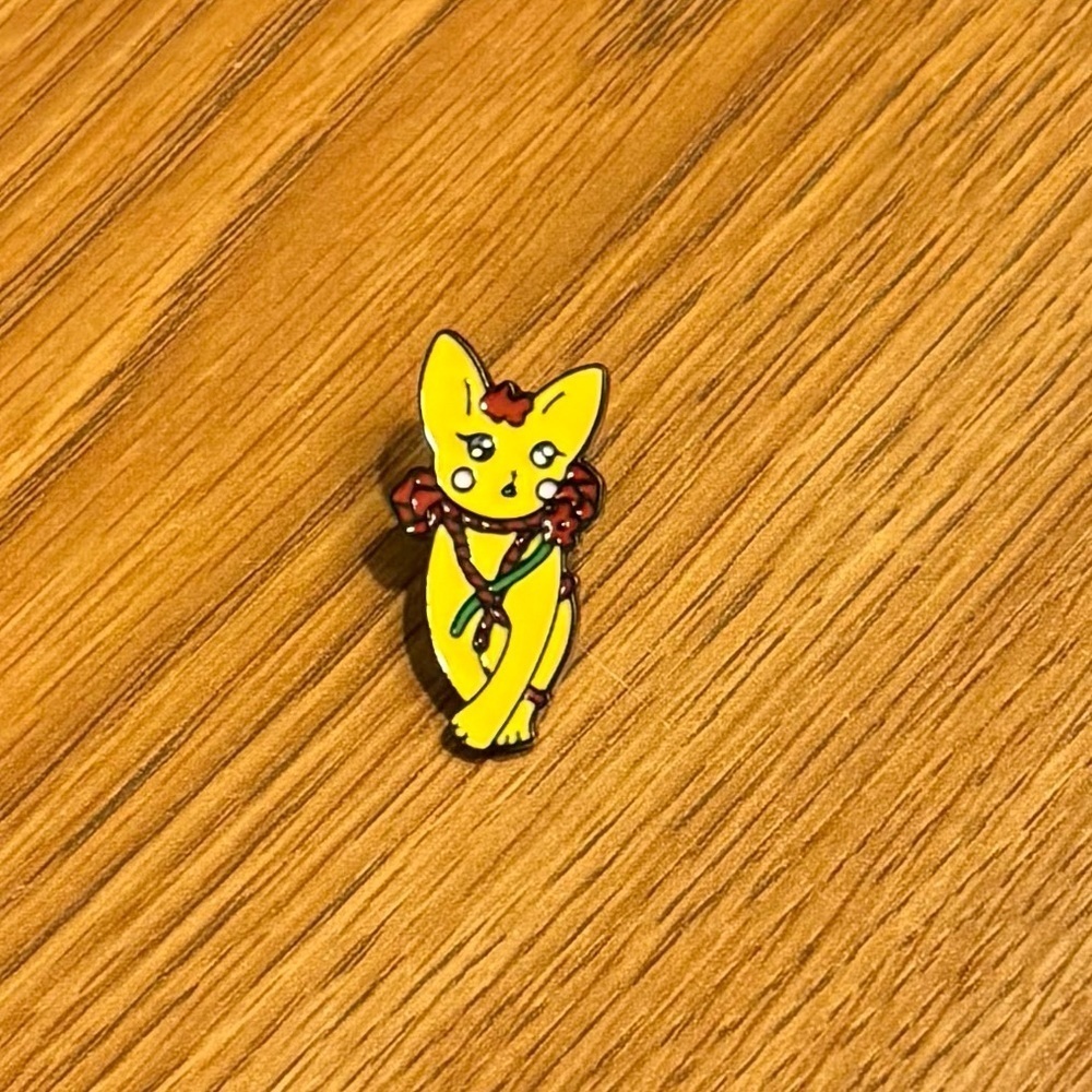 Womenโs Accessories Adorable Fun Yellow Cat Enamel Pin with Colorful Accents